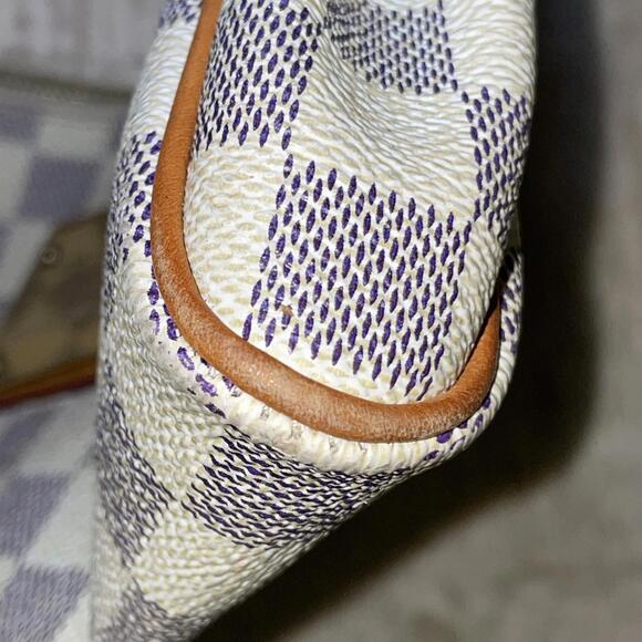 LOUIS VUITTON Eva Shoulder Handbag Damier Azur canvas White Used Women LV *FLAW* - Picture 8 of 17